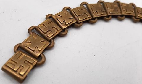 WW2 GERMAN NAZI RARE SWASTIKA CHAIN GORGET METAL BRACELET