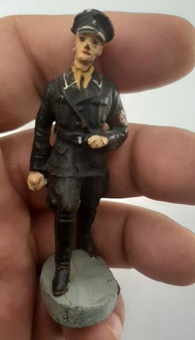 WW2 GERMAN NAZI WAFFEN SS ALLGEMEINE ELASTOLIN FIGURINE ORIGINAL HELMET ARMBAND