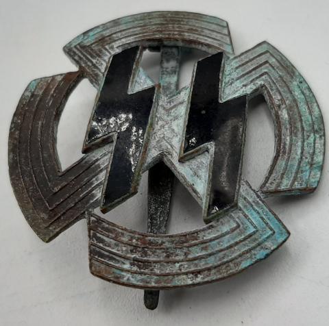 WW2 GERMAN NAZI RARE WAFFEN SS PROFICIENCY SPORTS BADGE MARKED RELIC GROUND DUG FOUND