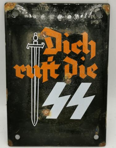 WW2 GERMAN NAZI RARE WAFFEN SS RECRUITMENT PANEL SIGN