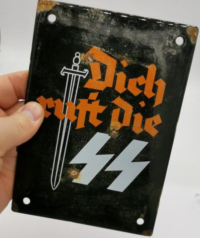 WW2 GERMAN NAZI RARE WAFFEN SS RECRUITMENT PANEL SIGN