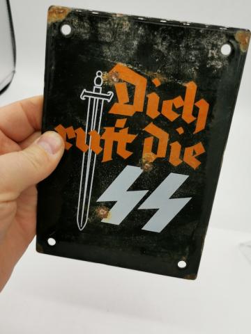 WW2 GERMAN NAZI RARE WAFFEN SS RECRUITMENT PANEL SIGN