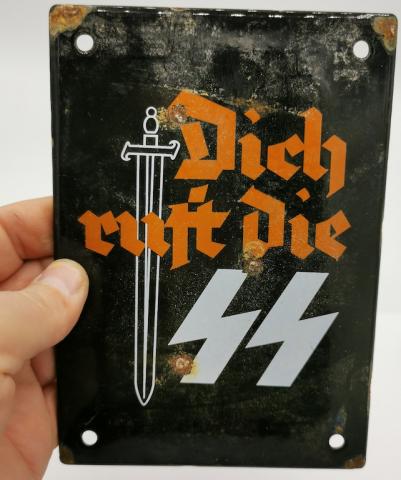 WW2 GERMAN NAZI RARE WAFFEN SS RECRUITMENT PANEL SIGN