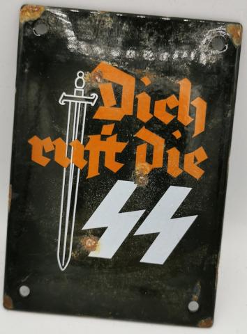 WW2 GERMAN NAZI RARE WAFFEN SS RECRUITMENT PANEL SIGN