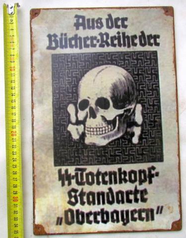 WW2 GERMAN NAZI RARE WAFFEN SS TOTENKOPF RECRUITMENT PANEL SIGN