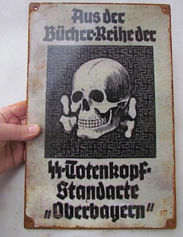 WW2 GERMAN NAZI RARE WAFFEN SS TOTENKOPF RECRUITMENT PANEL SIGN