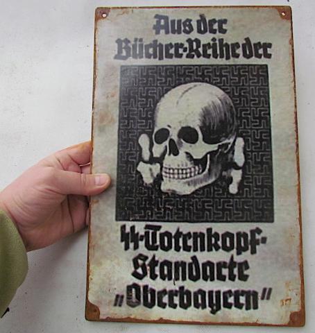 WW2 GERMAN NAZI RARE WAFFEN SS TOTENKOPF RECRUITMENT PANEL SIGN