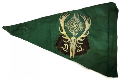 WW2 GERMAN NAZI Reichsbund Deutsche Jägerschaft German Hunting Society NSDAP PENNANT FLAG