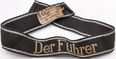 WW2 GERMAN NAZI SS-VT EM CUFF TITLE DER FUHRER RZM TAG SS-Verfügungsrtruppe Standarte III SS-Special Purpose Troops 3RD Regiment