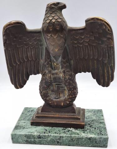 WW2 GERMAN NAZI THIRD REICH NSDAP DESKTOP EAGLE STATUE MARBLE BASE MARKED