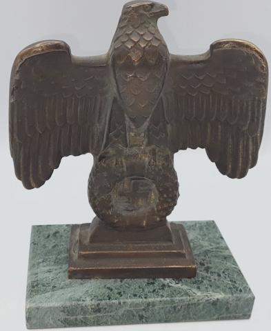 WW2 GERMAN NAZI THIRD REICH NSDAP DESKTOP EAGLE STATUE MARBLE BASE MARKED