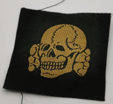 WW2 GERMAN NAZI TROPICAL AFRIKA KORPS M43 CAP LATE WAR CLOTH SKULL INSIGNIA TOTENKOPF