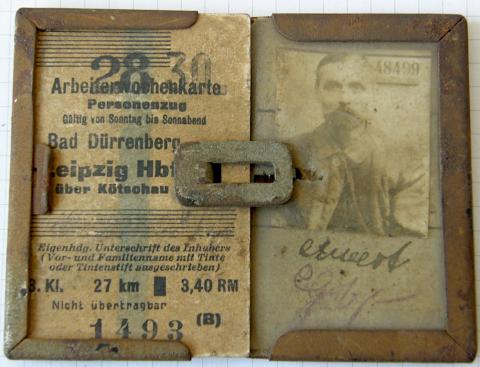 HOLOCAUST FORCED LABOUR WORKER TRAIN MONTHLY PASS ORIGINAL GERMAN