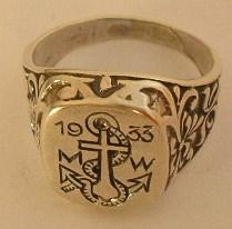 WW2 GERMAN NAZI ORIGINAL KRIEGSMARINE MARKED 1933 NAVY NAVAL SILVER RING