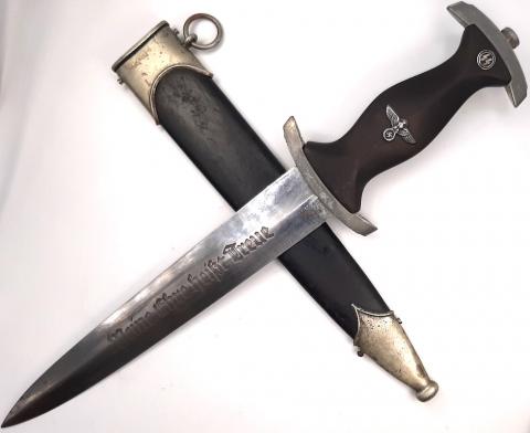 ORIGINAL WAFFEN SS EARLY DAGGER EICKHORN DISTRICT NUMBER ANODIZED GERMAN