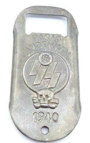 WW2 German Nazi Waffen SS Panzer totenkopf 1940 metal bottle opener