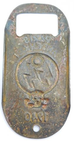 WW2 German Nazi Waffen SS Panzer totenkopf 1940 metal bottle opener