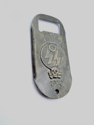 WW2 German Nazi Waffen SS Panzer totenkopf 1940 metal bottle opener