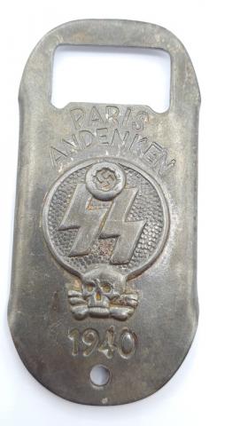 WW2 German Nazi Waffen SS Panzer totenkopf 1940 metal bottle opener