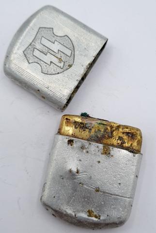 WW2 German Nazi Waffen SS silver lighter field gear original for sale relic