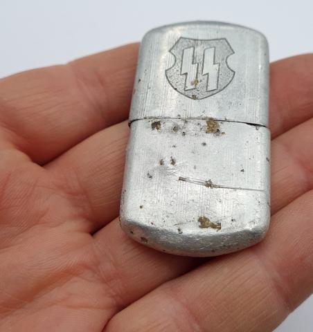 WW2 German Nazi Waffen SS silver lighter field gear original for sale relic