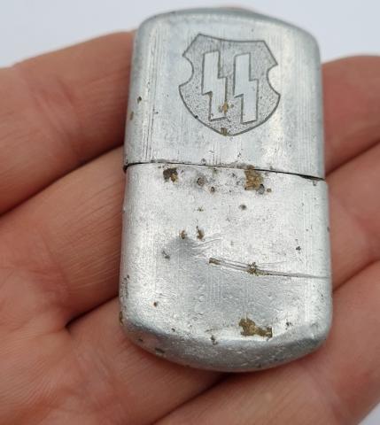 WW2 German Nazi Waffen SS silver lighter field gear original for sale relic