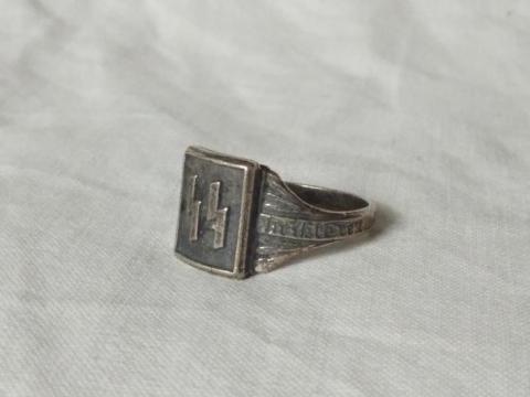 WW2 GERMAN NAZI WAFFEN SS SILVER RING MARKED ORIGINAL MILITAIRE ALLEMAND