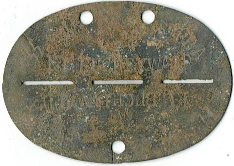 WW2 GERMAN NAZI WAFFEN SS TOTENKOPF CONCENTRATION CAMP BUCHENWALD SS GUARD DOGTAG DOG TAG ID