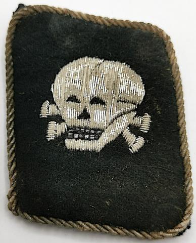 WAFFEN SS TOTENKOPF CONCENTRATION CAMP SS GUARD VERTICAL COLLAR TAB FLATWIRE TUNIC REMOVED