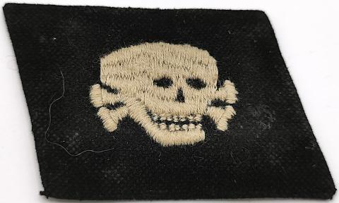 WW2 GERMAN NAZI WAFFEN SS TOTENKOPF NCO COLLAR TAB TUNIC REMOVED CONCENTRATION CAMP GUARDS SS