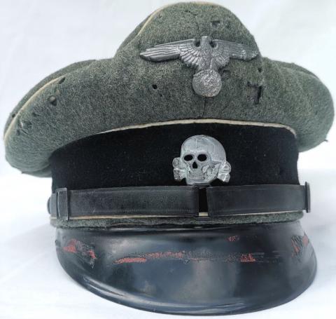 WW2 GERMAN WAFFEN SS TOTENKOPF NCO INFANTRY VISOR CAP ORIGINAL FOR SALE SKULL EAGLE