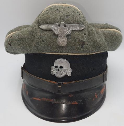 WW2 GERMAN WAFFEN SS TOTENKOPF NCO INFANTRY VISOR CAP ORIGINAL FOR SALE SKULL EAGLE