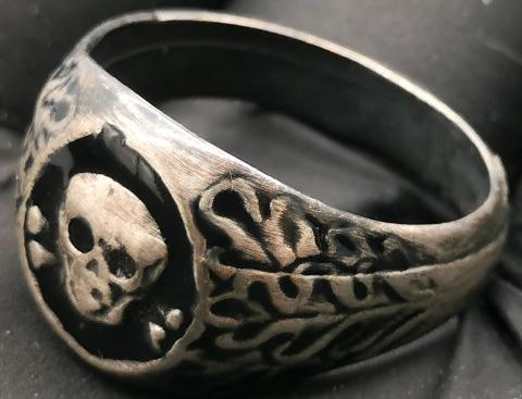 WW2 GERMAN NAZI WAFFEN SS TOTENKOPF ORIGINAL SS RING SILVER