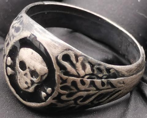 WW2 GERMAN NAZI WAFFEN SS TOTENKOPF ORIGINAL SS RING SILVER