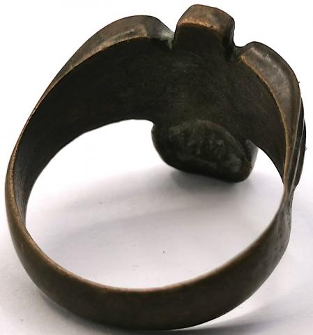 WW2 GERMAN NAZI WAFFEN SS TOTENKOPF PANZER EAGLE SILVER RING RELIC GROUND DUG FOUND WITH SS RUNES ENGRAVED