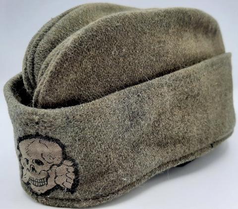 WW2 GERMAN NAZI WAFFEN SS TOTENKOPF PANZER OVERSEAS SIDECAP NCO CAP SKULL ORIGINAL FOR SALE