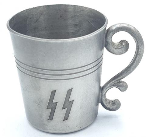 WW2 GERMAN NAZI WAFFEN SS TOTENKOPF VODKA CUPS silverware original wartime wwii