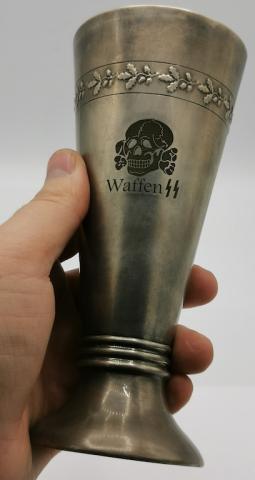 WW2 GERMAN NAZI WAFFEN SS TOTENKOPF SKULL SILVERWARE CUP ALLACH ORIGINAL MILITARIA