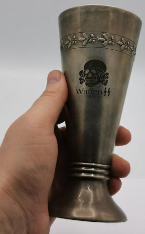 WW2 GERMAN NAZI WAFFEN SS TOTENKOPF SKULL SILVERWARE CUP ALLACH ORIGINAL MILITARIA