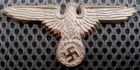 WW2 GERMAN NAZI WAFFEN SS VISOR CAP EAGLE PIN INSIGNIA RZM ORIGINAL SKULL