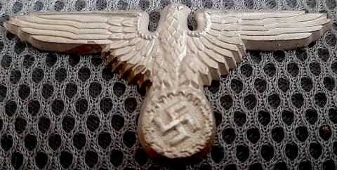 WW2 GERMAN NAZI WAFFEN SS VISOR CAP EAGLE PIN INSIGNIA RZM ORIGINAL SKULL