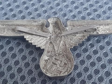 WW2 GERMAN NAZI WAFFEN SS VISOR CAP EAGLE PIN INSIGNIA RZM ORIGINAL SKULL