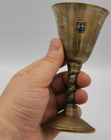 WW2 GERMAN NAZI WAFFEN SS WINE CUP SILVERWARE ORIGINAL RZM REICH EAGLE STAMP NUMBERED