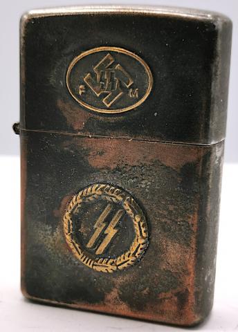 WW2 GERMAN NAZI WAFFEN SS ZIPPO LIGHTER TOTENKOPF THIRD REICH RZM FIELD GEAR