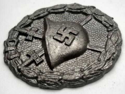 WW2 GERMAN NAZI WEHRMACHT - WAFFEN SS WOUND BADGE MEDAL AWARD IN SILVER - NO PIN