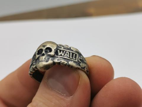 WW2 GERMAN NAZI WEST WALL DEFENCE COMMEMORATIVE SILVER RING WEHRMACHT WAFFEN SS TOTENKOPF SKULL