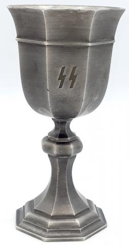 WW2 GERMAN WAFFEN SS TOTENKOPF PANZER SILVERWARE ORIGINAL WINE CUP