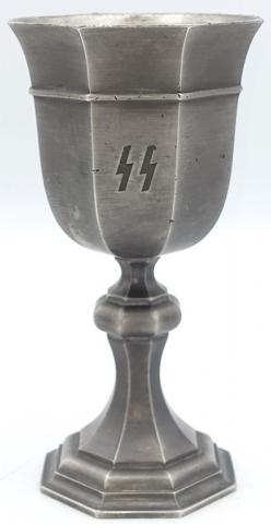 WW2 GERMAN WAFFEN SS TOTENKOPF PANZER SILVERWARE ORIGINAL WINE CUP