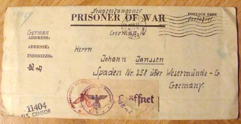 WW2 GERMAN NAZI SOLDIER PRISONER OF WAR POW USA NEW YORK LETTER FORT MC CLELLAN KRIEGSMARIN