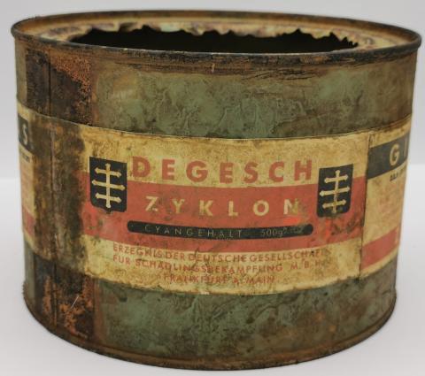 ZYKLON B GAS CANISTER GAZ CAN HOLOCAUST JEW JEWISH CONCENTRATION CAMP